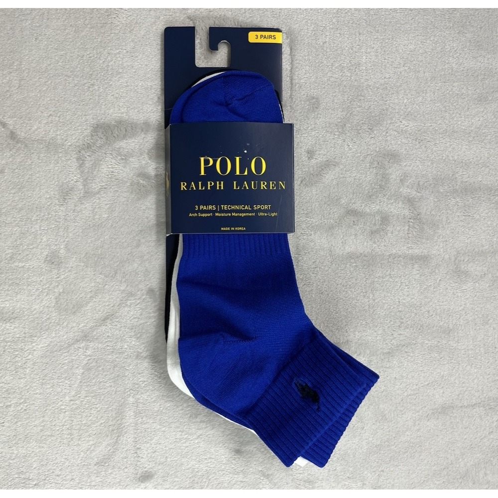 Polo Ralph Lauren 3Pair Socks Men 10-13 Technical Sport Arch Support Ultra Light